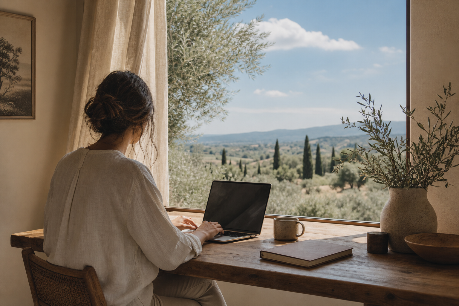 Person working with landscape view